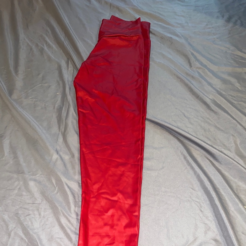 Leather like leggings red